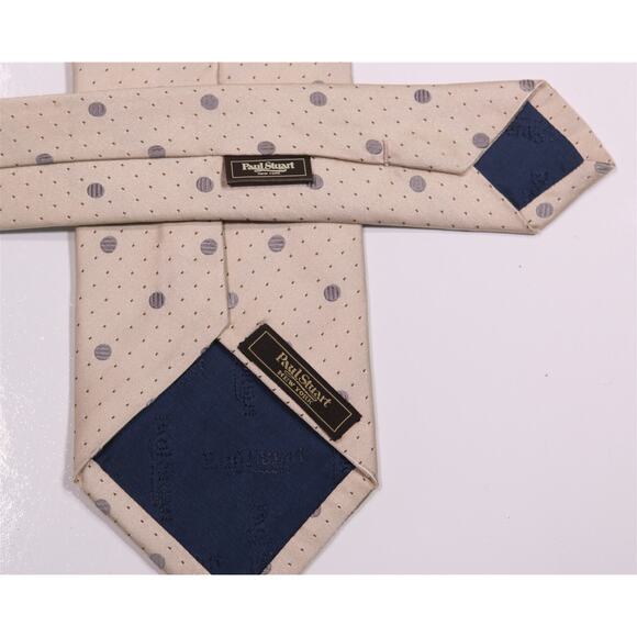 Paul Stuart Current Beige Dots Silk Necktie Tie Made in Japan - Picture 5 of 6